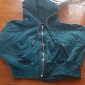 Cyan Cropped Hoodie
